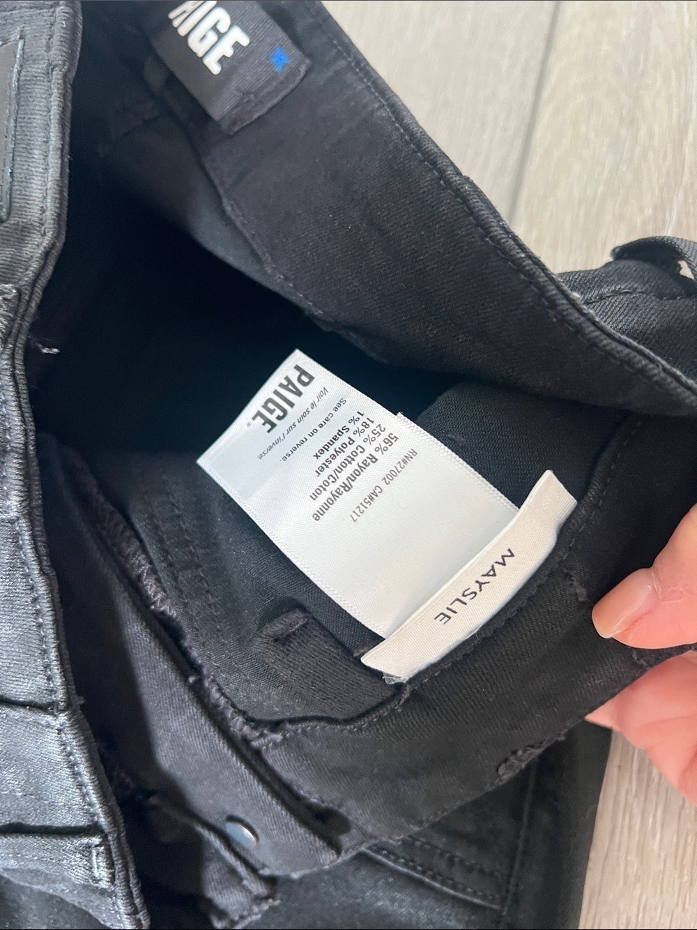PAIGE anthropologie Black coated Jogger Jeans size 24 - Picture 6 of 11